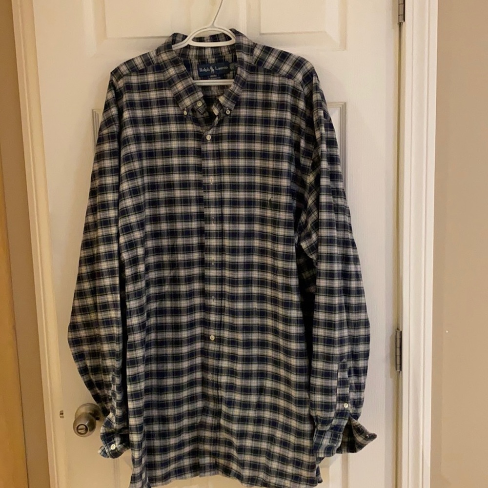 Ralph Lauren plaid men’s button down, good used condition. Hubby lost weight